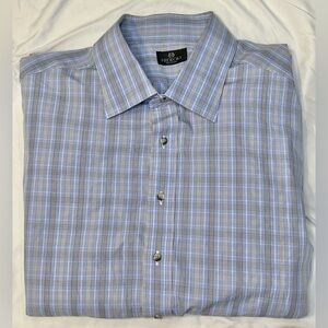 Custom Made Hideoki Bespoke Tailor Button Up Shirt Long Sleeve Men’s Size L Blue